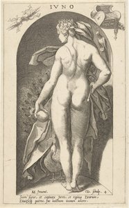 Juno pávával Ivno (cím a tárgyon) Ősi istenek (sorozat címe) alkotó: Cornelis Jacobsz. Drebbel
