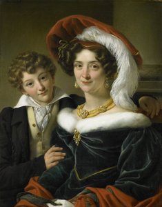 Rudolphina Wilhelmina Elizabeth de Sturler (1798-1873), Johannes van den Bosch gróf második felesége fiukkal, Richard Leeuwenharttal, 1829