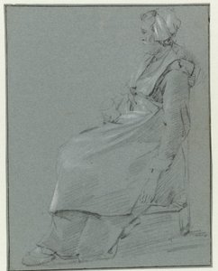 Ülő nő, profilban balra, sapkát visel, jobb kezében poharat tart alkotó: Cornelis Pietersz. Bega (circle of)