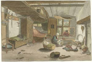 Belső nő a kiságyban alkotó: Cornelis Ploos van Amstel (signed by artist)