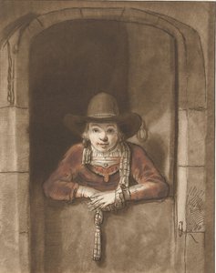 Fiú egy alsó ajtó fölé hajolva alkotó: Cornelis Ploos van Amstel (signed by artist)