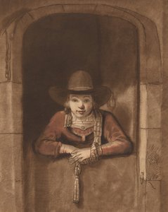 Boy Leaning over a Lower Door, 1763, megjelent 1765. alkotó: Cornelis Ploos van Amstel