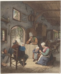 Újságolvasó a belső térben alkotó: Cornelis Ploos van Amstel