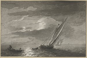 Tengeri táj teliholddal alkotó: Cornelis Ploos van Amstel