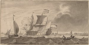 Hadihajó az Y-ban alkotó: Cornelis Ploos van Amstel and Bernhard Schreuder, after Ludolf Backhuysen