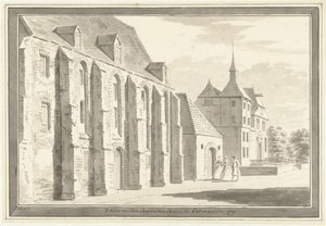 Kilátás a templomra és a házra Ootmarsumban