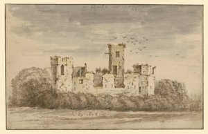 Sűrű bokrokkal benőtt várrom alkotó: Cornelis Saftleven