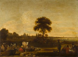 Táj pásztorokkal és szarvasmarhákkal alkotó: Cornelis Saftleven