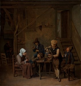 Parasztok egy belső térben alkotó: Cornelis Schaeck