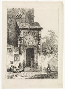 Kilátás egy templomkapura alkotó: Cornelis Springer