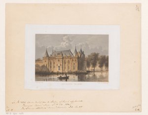 Gouda kastélya Ter Goude kastély (cím a tárgyon) alkotó: Cornelis Springer