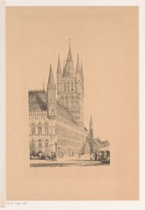Ypres posztócsarnoka Városháza a tizenharmadik századból (cím a tárgyon) alkotó: Cornelis Springer