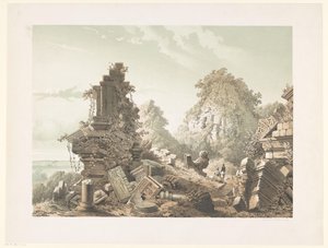 Tjandi Lora Djongrang romja Tjandi-Lora Djongrang romjai. Residence Jocjakerta (cím a tárgyon) alkotó: Cornelis Springer