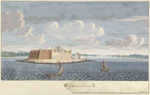 Fort Hammenhiel (Hummenil) Ceylonban, a tenger felől nézve Fortres Hammenhiel a tengerből (cím az objektumon)