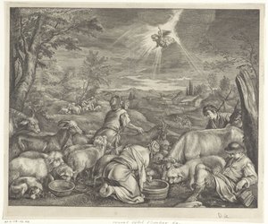Ábrahám elmegy Sikembe / Angyali üdvözlet a pásztoroknak alkotó: Cornelis Visscher (II)