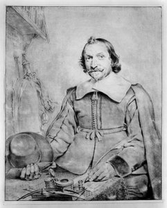 Asztalnál ülő szakállas férfi félalakos portréja alkotó: Cornelis Visscher