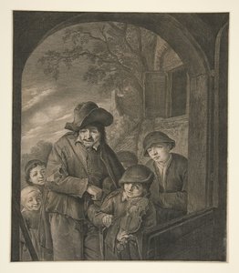 Cím nélkül (Zenészek egy fogadó ajtajánál) alkotó: Cornelis Visscher