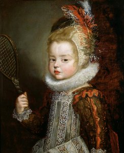 Egy ütőt tartó gyermek portréja (olaj a panelen) alkotó: Cornelis de Vos