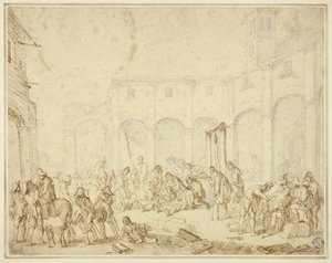 Sebesült katonák a Város téri udvarban alkotó: Cornelis de Wael