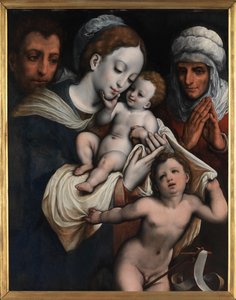 Szent Család Erzsébettel és Keresztelő Jánossal (olaj a táblán) alkotó: Cornelis van Cleve