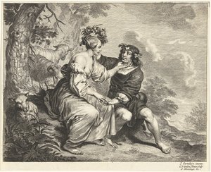 Pásztor és pásztorlány tájban alkotó: Cornelis van Dalen (II)