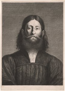 Szakállas férfi portréja (Giorgione ún. portréja), a Reynst-kabinetből; Variarum imaginum a celeberrimis artificibus pictarum Caelaturae (Reynst-kabinet: Híres művészek által festett különböző képek metszetei). alkotó: Cornelis van Dalen II