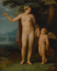Holland: Venus en Cupido Vénusz és Ámor egy tájképen