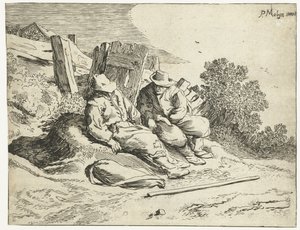 Gazdák az út szélén Négy tájkép (sorozat címe) alkotó: Cornelis van Kittensteyn (attributed to)