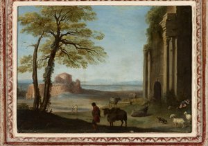 Pásztori táj alkotó: Cornelis van Poelenburch
