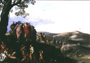 Mózes vizet üt a sziklákból alkotó: Cornelis van Poelenburgh or Poelenburch