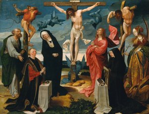 A keresztre feszítés adományozókkal és Szent Péterrel és Margittal, kb. 1525-27. alkotó: Cornelius Engebrechtsz