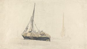 Egy vitorlás bárka szénával megrakva, 1827. december alkotó: Cornelius Varley