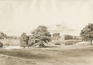 Betley Hall: szépia mosás rajza, 1820. okt alkotó: Cornelius Varley