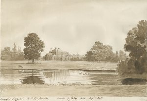 Somerford Hall: szépia rajz alkotó: Cornelius Varley
