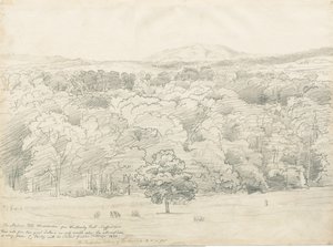 Wrottesley Hall – Kilátás a Malvern Hillsre: ceruzarajz, 1820 alkotó: Cornelius Varley