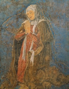 Dean, részlet: Szűzanya, augusztusi jelenet, Cosimo Turának (kb. 1430-1495) és Ercole mesterének tulajdonítva, freskó, északi fal, Hónapok csarnoka, Palazzo Schifanoia (Öröm palotája), Ferrara, Olaszország, kb. 1470