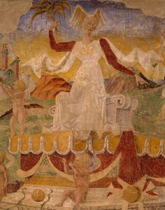 Ceres diadala, augusztus hónap jelenete, Cosimo Turának (körülbelül 1430-1495) és Ercole mesterének tulajdonítva, freskó, északi fal, Hónapok csarnoka, Palazzo Schifanoia (Öröm palotája), Ferrara, Detail, Olaszország, 1470 körül alkotó: Cosimo (attr. to) Tura