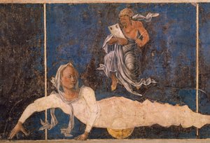 Szűz dékánnal, 1470 körüli augusztusi jelenet, Cosimo Turának tulajdonítva