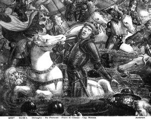 Átkelés a Vörös-tengeren, lóháton fáraó részlete, a Sixtus-kápolnából (freskó) (242595. részlet)