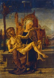 Cosme Tura Pieta (kb. 1430 - 1495), olaj, fa, 48x33 cm, kb 1460