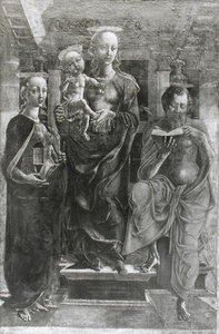 Szűz és gyermek Mária Magdolnával és Szent Jeromossal alkotó: Cosimo Tura