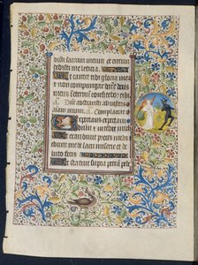 Levél az órák könyvéből: Ördögöt kergető angyal recto és Two Devils verso, c. 1460.