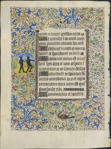 Levél az órák könyvéből: Két ördög verso, c. 1460. alkotó: Coëtivy Master