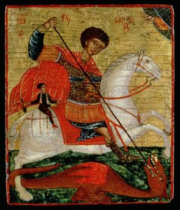 Szent György és a Sárkány ikonja (aranylevél és tempera a panelen)