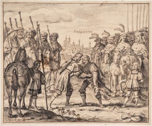 I. Christian 1474-ben Rothenburg ob der Tauberben találkozik Maximilian herceggel alkotó: Crispijn de Passe