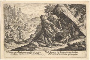 Noé részegsége: Sém és Jáfet befedik Noé meztelen testét, aki egy sátorban fekszik, egy ..., 1612.