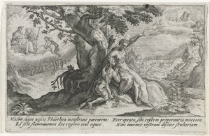 Clymene en Phaëthon Metamorfosen van Ovidius (sorozat címe) alkotó: Crispijn van de Passe (I)