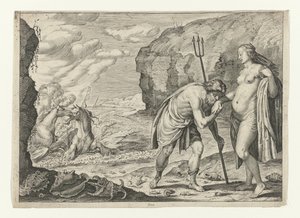 Neptunusz Caenben Metamorfosen van Ovidius (sorozat címe) alkotó: Crispijn van de Passe (II) (attributed to)