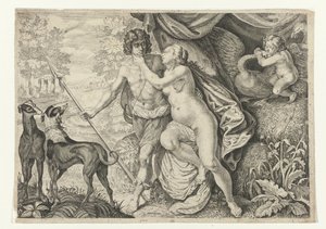 Vénusz Adoniszban Metamorfosen van Ovidius (sorozat címe) alkotó: Crispijn van de Passe (II) (attributed to)