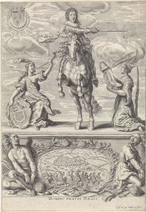 Az orléans-i Gaston Jean-Baptiste portréja, lóháton Domino Fratri Regis. (cím a tárgyon)